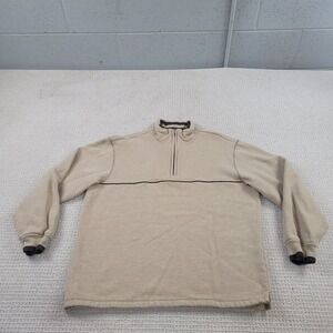 Van Heusen Sweater Mens Medium‎ Beige 1/4 Zip Up Mock Neck Casual Studio